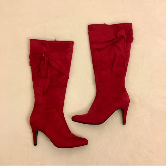 red boots wide calf